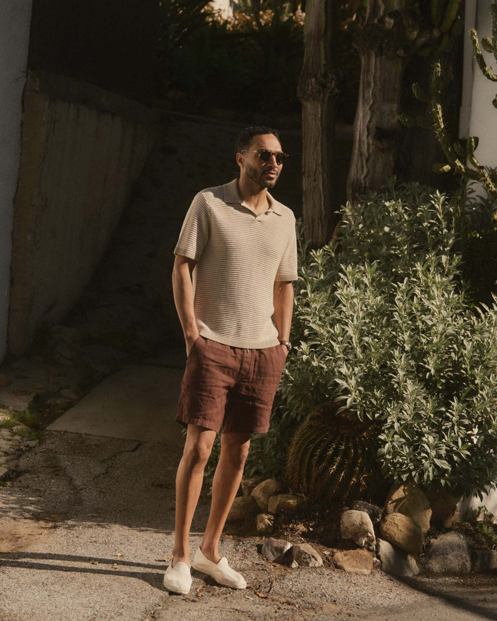 The Valencia Sweater Polo in Sand Stripe